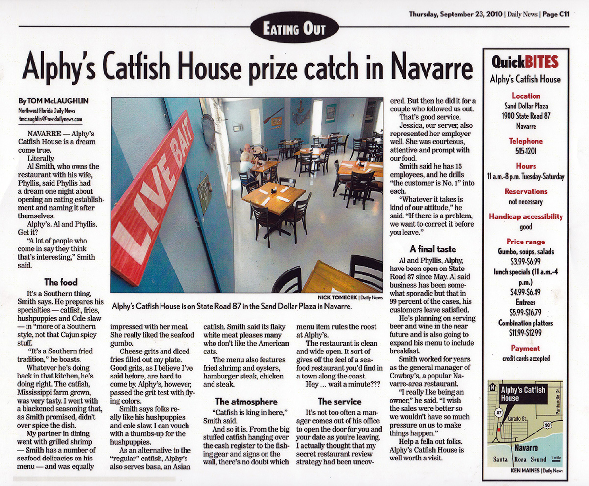 Alphy's Catfish House News Story